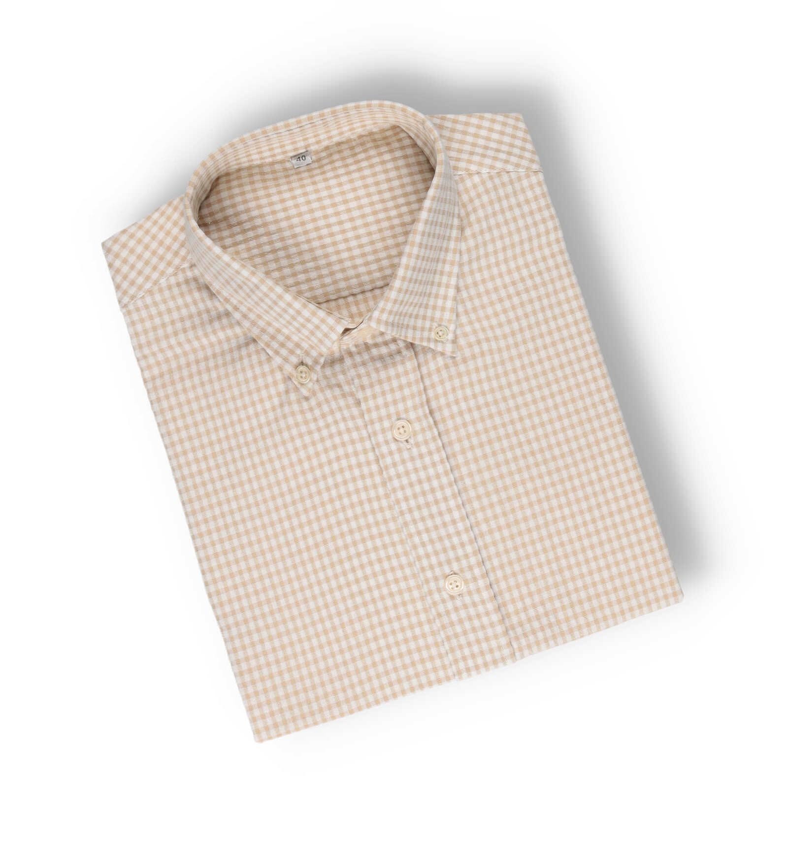 CAMISA HOMBRE VICHY BEIGE 2021 - Charroqubero | Moda Flamenca